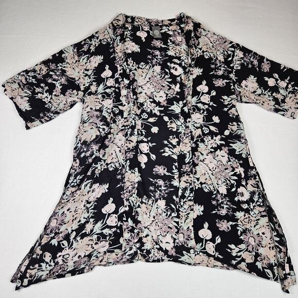 Vince Camuto Kimono Womens M Boho Floral Open Front Top Swim Coverup Vacation - Picture 15 of 15